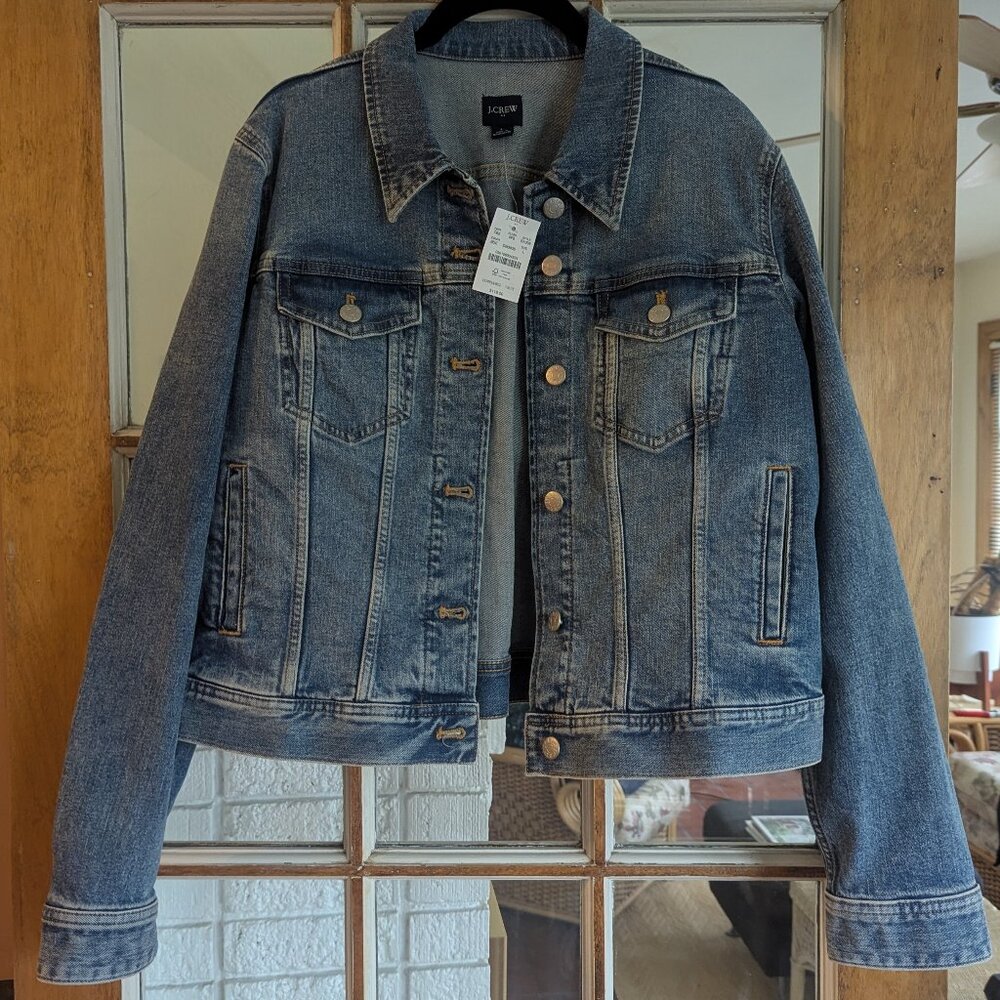 J. Crew Cropped Jean Jacket Size Large NWT